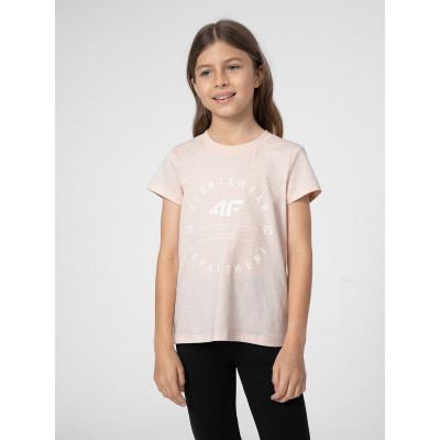 Koszulka Dziewczęca 4F  4FJSS23TTSHF280 Beżowa