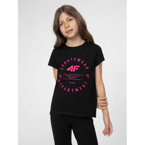 Koszulka Dziewczęca 4F  4FJSS23TTSHF280 Czarna