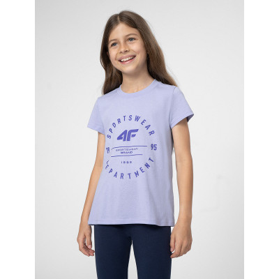 Koszulka Dziewczęca 4F  4FJSS23TTSHF280 Fioletowa