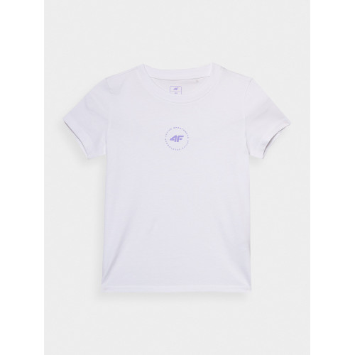 Biała Koszulka Dziewczęca 4F 4FJWSS24TTSHF1111