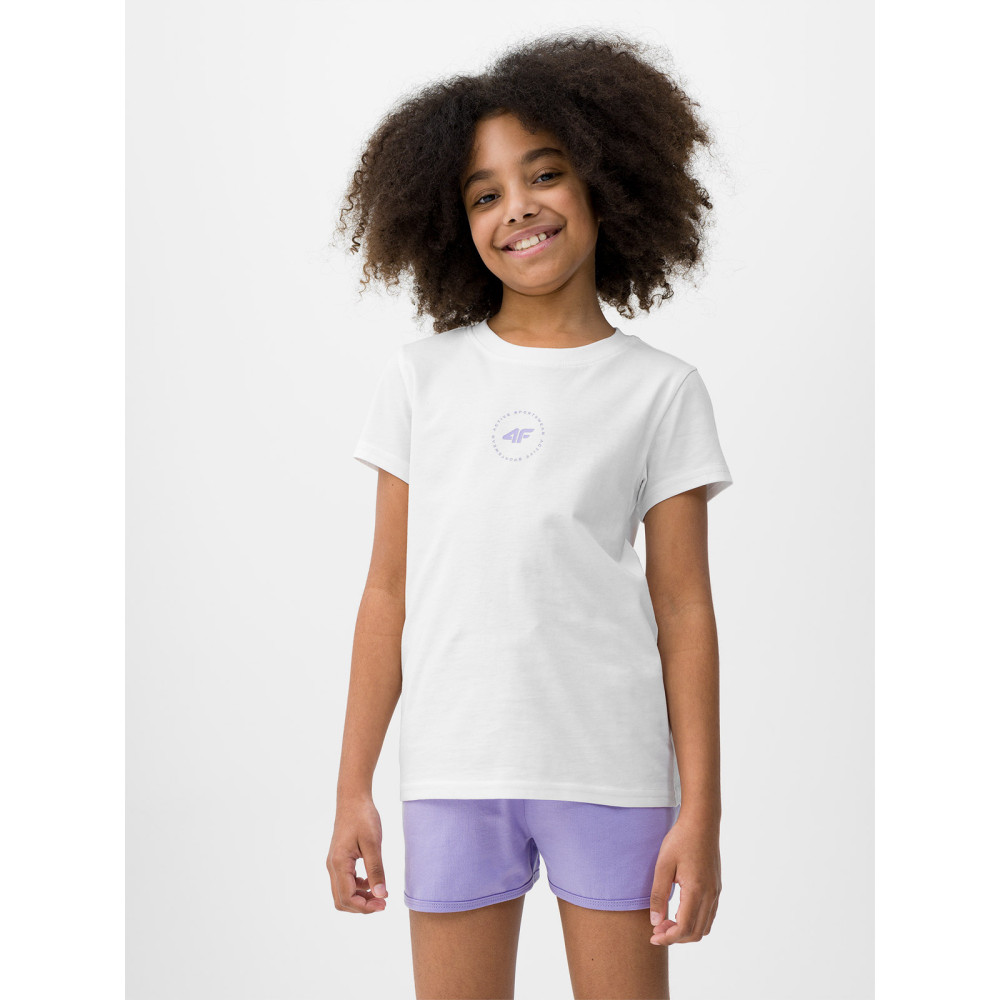 Biała Koszulka Dziewczęca 4F 4FJWSS24TTSHF1111