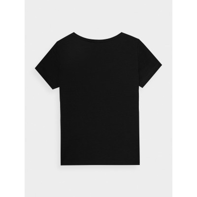czarna Koszulka w serek damska 4f4FWSS24TTSHF1163
