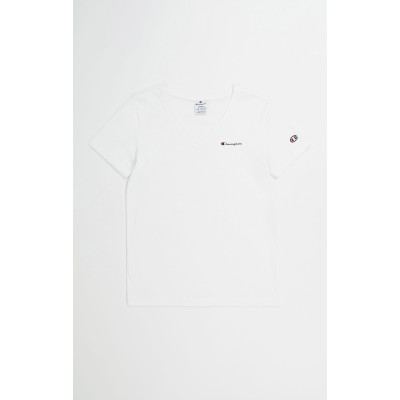 Biały T-shirt damski z dekoltem w serek Champion 117368 WW001