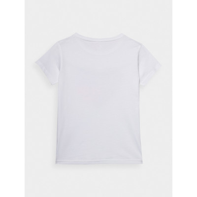 4F T-shirt dziewczęcy biały z nadrukiem 4FJWSS24TTSHF1143