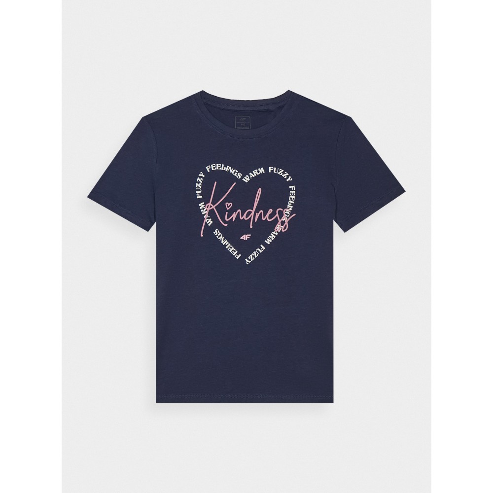 Koszulka dziewczęca 4F  4FJWAW24TTSHF1547 granatowa