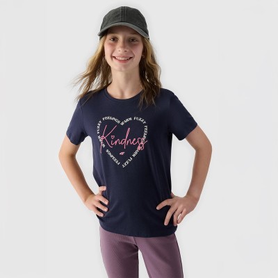 Koszulka dziewczęca 4F  4FJWAW24TTSHF1547 granatowa