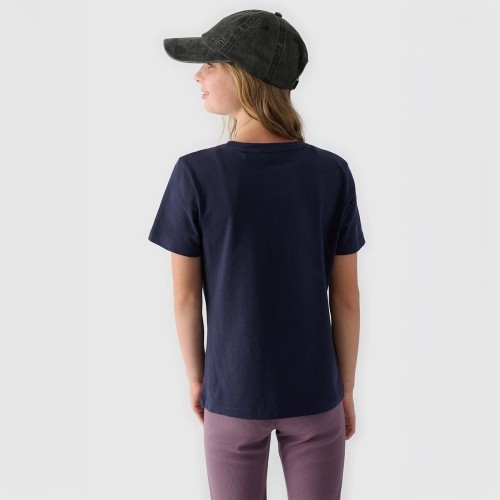 Koszulka dziewczęca 4F  4FJWAW24TTSHF1547 granatowa