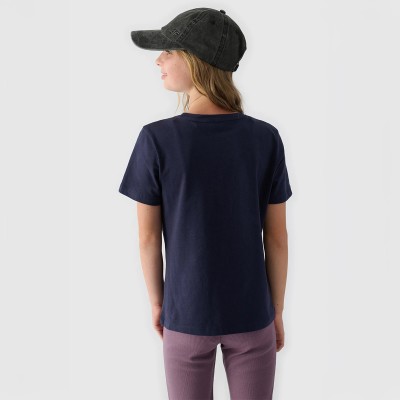 Koszulka dziewczęca 4F  4FJWAW24TTSHF1547 granatowa