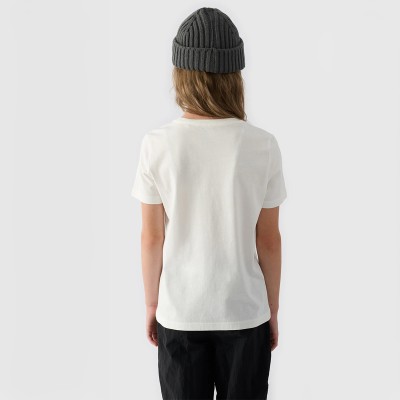 Koszulka dziewczęca 4F  4FJWAW24TTSHF1547 biała