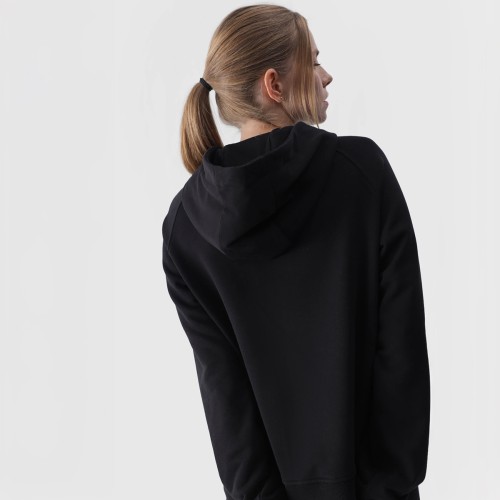 Czarna bluza dresowa damska z kapturem 4f  4FWMM00TSWSF1468