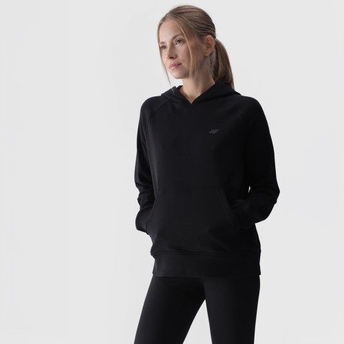Czarna bluza dresowa damska z kapturem 4f  4FWMM00TSWSF1468