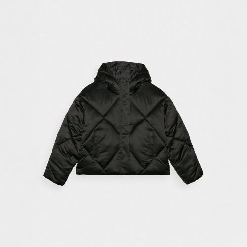 kurtka puchowa dziewczęca 4f czarna 4FJWAW24TDJAF451