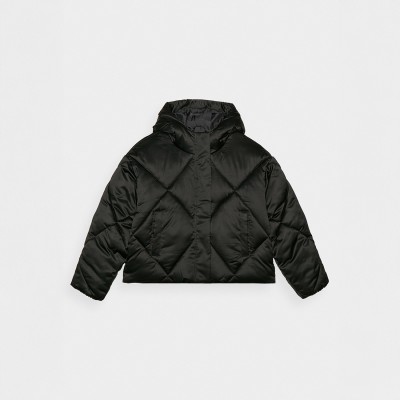 kurtka puchowa dziewczęca 4f czarna 4FJWAW24TDJAF451