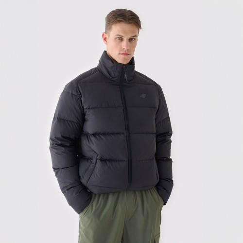 Kurtka puchowa męska z odpinanym kapturem i kieszeniami