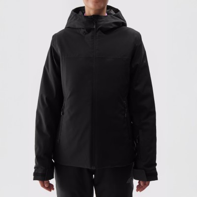 Damska kurtka narciarska z kapturem w kolorze czarnym