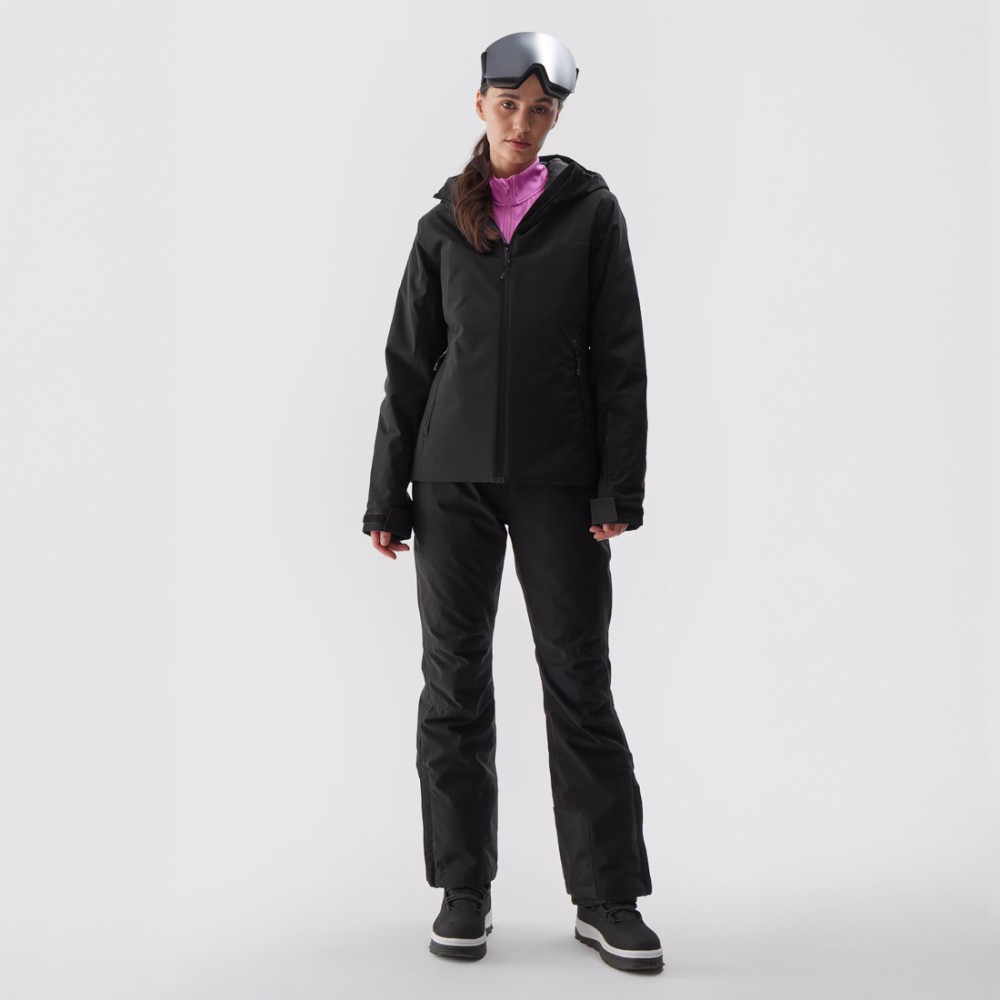 Damska kurtka narciarska z kapturem w kolorze czarnym