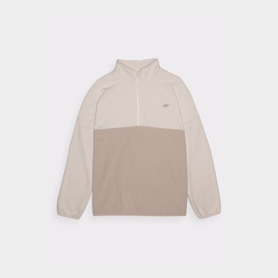 Damski polar 4F oversize ze stójką w kolorze beżowym