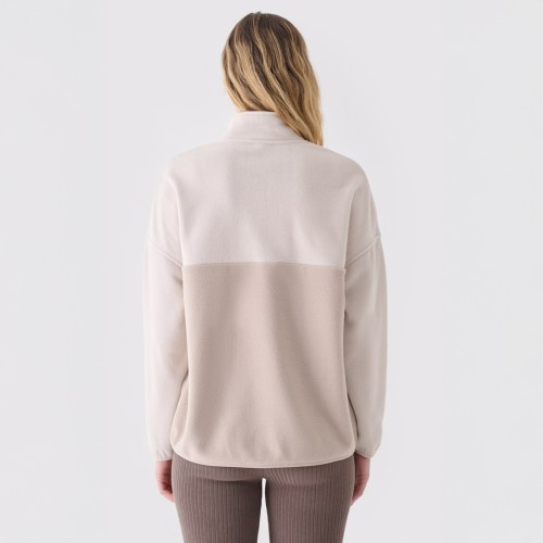 Damski polar 4F oversize ze stójką w kolorze beżowym