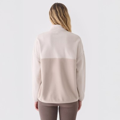 Damski polar 4F oversize ze stójką w kolorze beżowym