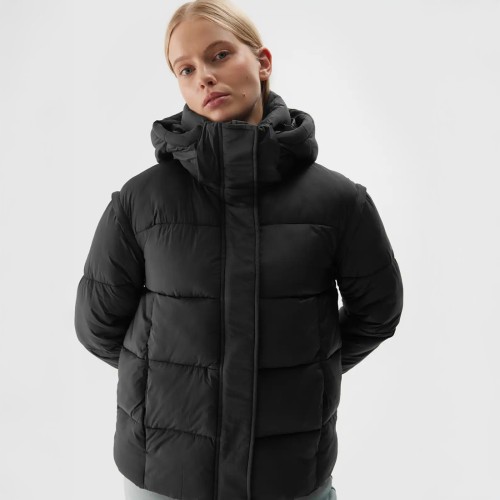 kurtka puchowa damska 4f 2w1 czarna