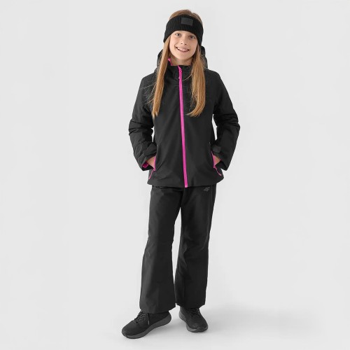 kurtka narciarska dziewczęca 4f czarna