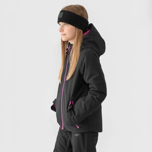 kurtka narciarska dziewczęca 4f czarna