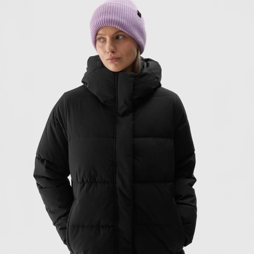 długi płaszcz puchowy damski 4F czarny