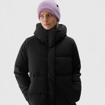 długi płaszcz puchowy damski 4F czarny