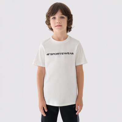 biała koszulka chłopięca 4f