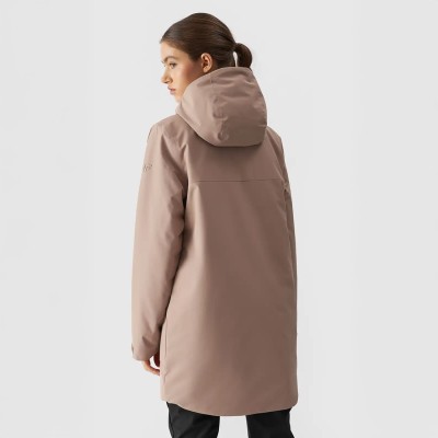 brązowa kurtka zimowa parka damska 4FWAW24TTJAF560