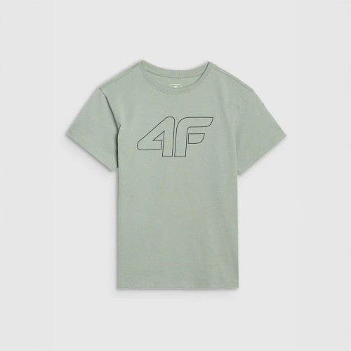Zielona koszulka chłopięca z nadrukiem bawełniana 4F
