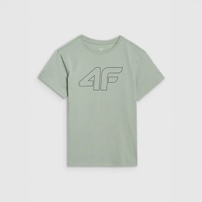 Zielona koszulka chłopięca z nadrukiem bawełniana 4F