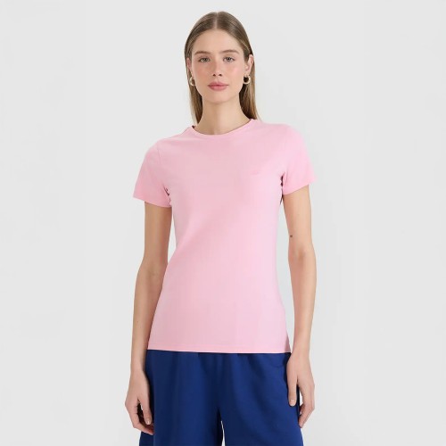 rózowy T-shirt damski slim – wygodny i stylowy na co dzień