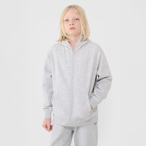 Szara Bluza dresowa chłopięca 4F – wygodna, rozpinana z kapturem, idealna na chłodne dni i aktywności sportowe