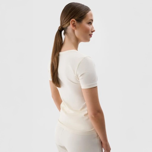 Damski T-shirt 4F z dekoltem V – idealna koszulka na co dzień i do treningu.