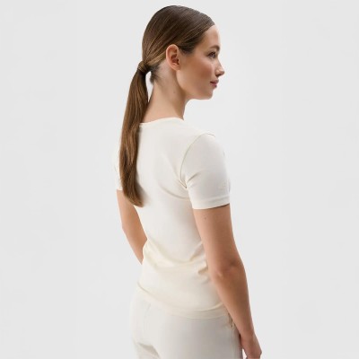 Damski T-shirt 4F z dekoltem V – idealna koszulka na co dzień i do treningu.