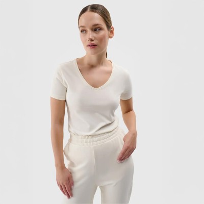 Damski T-shirt 4F z dekoltem V – idealna koszulka na co dzień i do treningu.