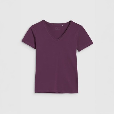 Damski T-shirt 4F z dekoltem V – idealna koszulka na co dzień i do treningu.