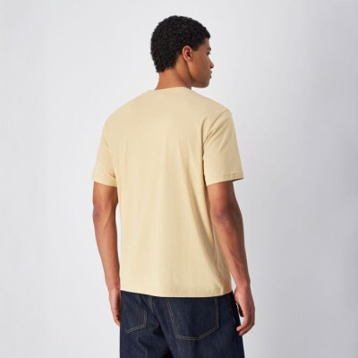 Beżowa Koszulka męska Champion 22064 – bawełniana koszulka z haftowanym logo, standard fit.