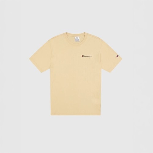 Beżowa Koszulka męska Champion 22064 – bawełniana koszulka z haftowanym logo, standard fit.