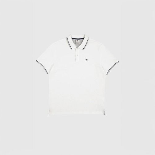 Koszulka polo męska Champion – biała, z kołnierzykiem, klasyczny krój i haftowane logo