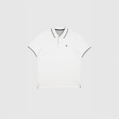 Koszulka polo męska Champion – biała, z kołnierzykiem, klasyczny krój i haftowane logo