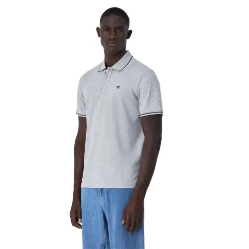 Koszulka polo męska Champion – szara, z kołnierzykiem, klasyczny krój i haftowane logo