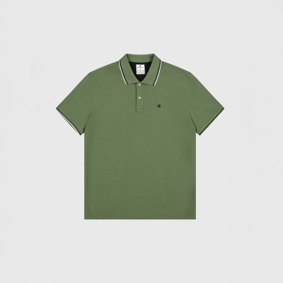 Koszulka polo męska Champion – zielona, z kołnierzykiem, klasyczny krój i haftowane logo