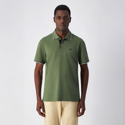 Koszulka polo męska Champion – zielona, z kołnierzykiem, klasyczny krój i haftowane logo