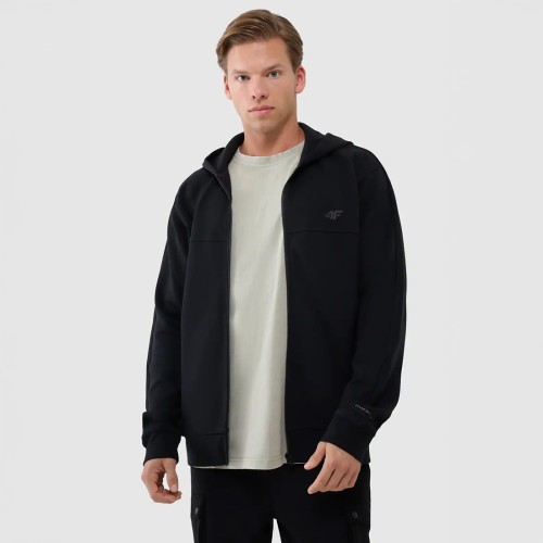 Bluza męska 4F 4FWSS25TSWSM1537 – rozpinana z kapturem, kolor jednolity, dwie kieszenie zapinane na zamek