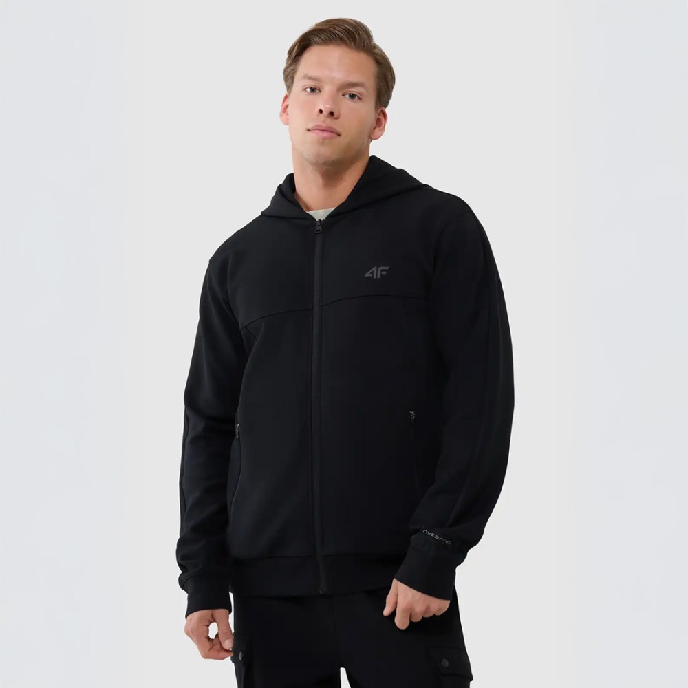 Bluza męska 4F 4FWSS25TSWSM1537 – rozpinana z kapturem, kolor jednolity, dwie kieszenie zapinane na zamek