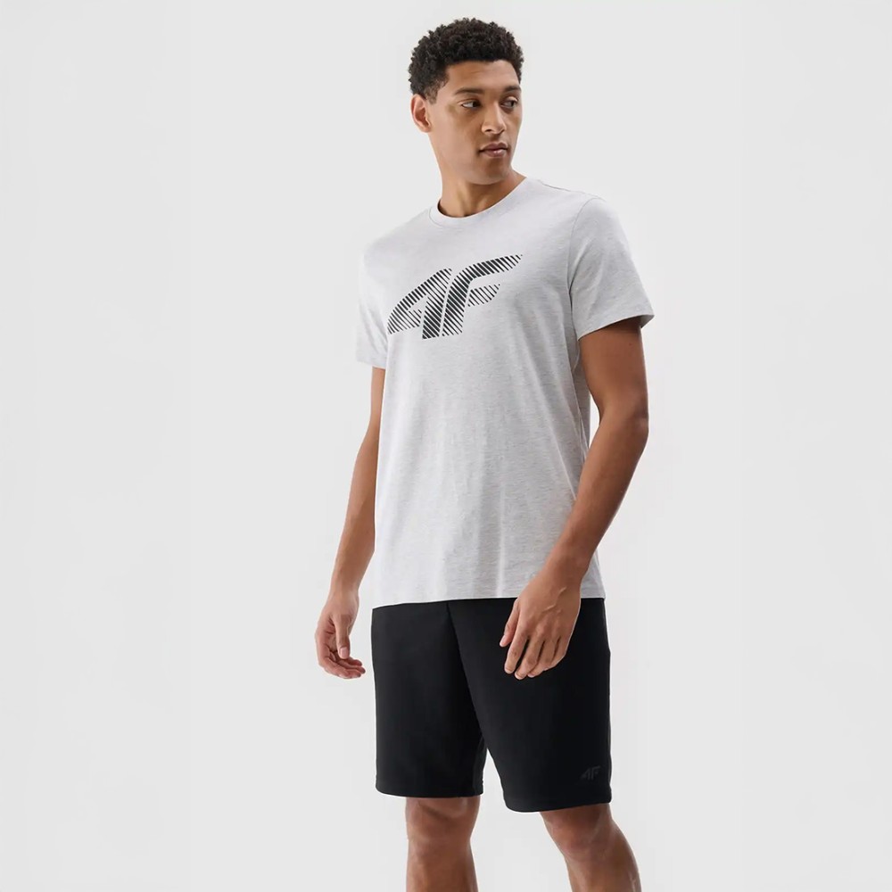 Spodenki dresowe męskie 4F 4FWMM00TSHOM543 – ciemne, regularny krój, dwie kieszenie, sznurek w pasie.