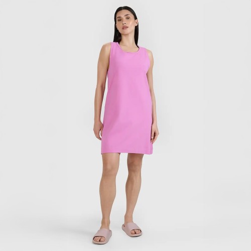 Sukienka letnia damska 4F 4FWSS25TDREF138 – różowa, bawełniana, sportowa, na szerokich ramiączkach.