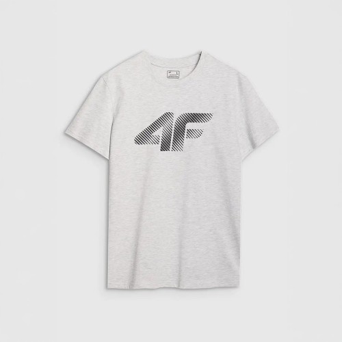 Koszulka męska 4F 4FWMM00TTSHM2257 – szary kolor, regularny krój, bawełna, krótki rękaw, okrągły dekolt, nadruk 4F.